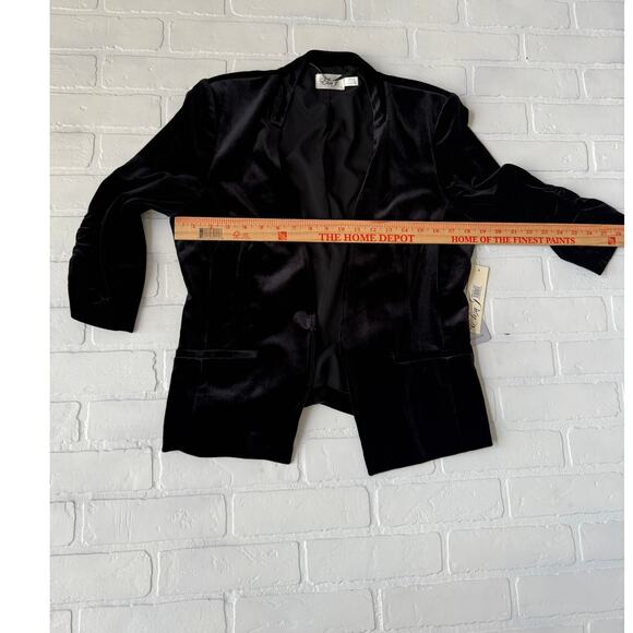 Eliza Jay NWT Ruched Sleeve Black Velvet Work Career Event Blazer sz M - Picture 4 of 6